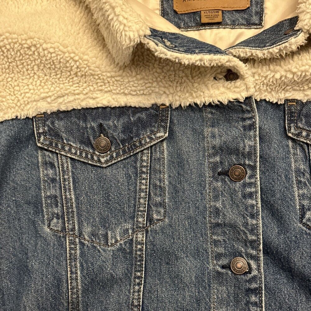 American Eagle Outfitters Blue and Cream Jean Jacket - Picture 3 of 9